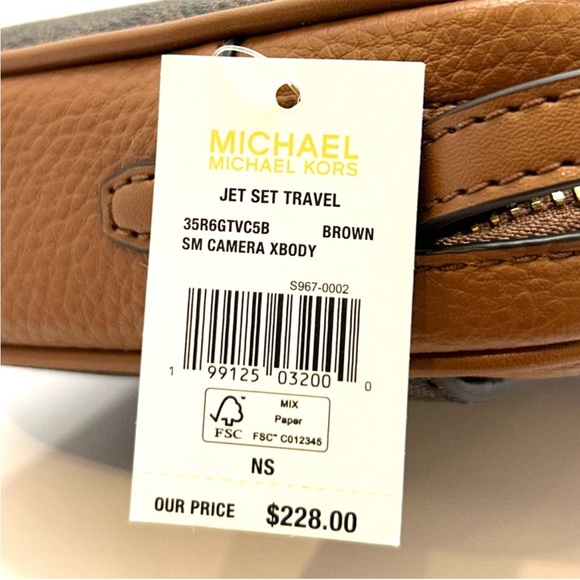 Michael Kors Jet Set Small Leather Camera Crossbody Bag Brown Signature - Picture 8 of 8